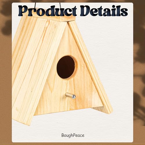 Wooden Bird Houses for Outside Hanging Birdhouses Nest Bluebird House for Cardinals Finch Wren Swallow for Garden Viewing 8 - size: 7inch × 5.8inch × 7.5inch