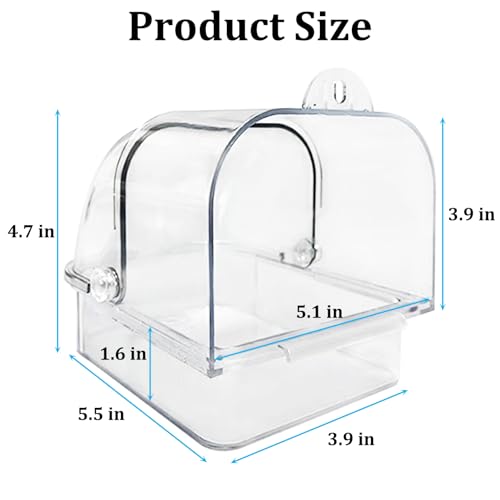 Tfwadmx Bird Cage Bath Hanging Parrot Bath Tub Water Shower Food Feeder Holder Tray Bird Bath Supplies for Small Birds Canary Budgies Cockatiel Lovebirds (Transparent) - color: Transparent
