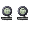 2-Pack Mini Digital Round Hygrometer Thermometer Gauge with Probe | Indoor Outdoor LCD Display Temperature Humidity Meter for Incubator Reptile Plant Terrarium Guitar Case