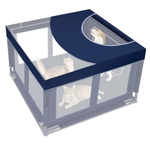 Dog Playpen Cover, 42x42 inch Dog Play Pen Top with Hooks, Soft Fabric Roof Puppy Playpen Topper for Cat Crate Kennel (Cover Only) - color: Royal Blue, style: 42'x42'x5'Cover Only