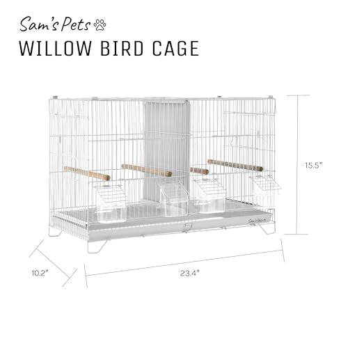 Sam's Pets Willow 24" Bird Cage, White | Premium Iron, Spacious, Easy-to-Clean, 4-6 Birds, Ideal for Cockatiels, Parrots, Budgies - color: White