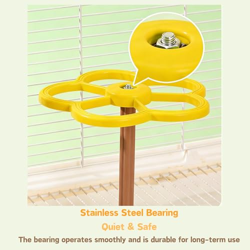 Spinning Bird-Toys Bird Cage Toys & Bird Perch Parrot-Parakeet Budgie Cockatiel Conure Macaw Chicken Parrot Enrichment Cage Accessories Small Animal Chewing Toy (Yellow Perch) - color: Yellow Perch