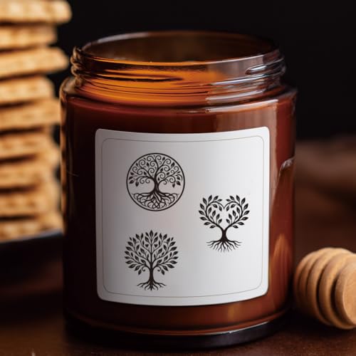AHANDMAKER 5 Styles Simple Tree Patterns Wooden Rubber Stamps, Tree of Life Round Handle Wood Stamps Mini Decorative Wooden Stamp for DIY Crafting Card Making Letter Diary Decoration(No Ink Include) - style: Tree