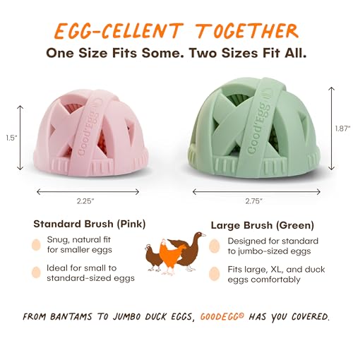 GoodEgg The Original Egg Brush, Silicone Egg Cleaning Brush for Farm Fresh Eggs, Chicken Coop Cleaning Tools, Egg Washer, Chicken Coop Accessories, Standard Sized Eggs, Pink, As Seen On Shark Tank | Patented Silicone Design for Any Size Eggs, Made in the