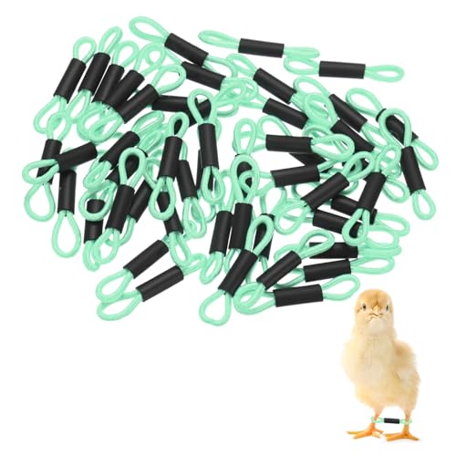 M METERXITY 50-Pack Adjustable Chick Leg Bands, 1.38" x 0.2" Polyester Chicken Leg Brace for Chicks/Ducks/Birds [Green] Poultry Leg Bands - color: Green