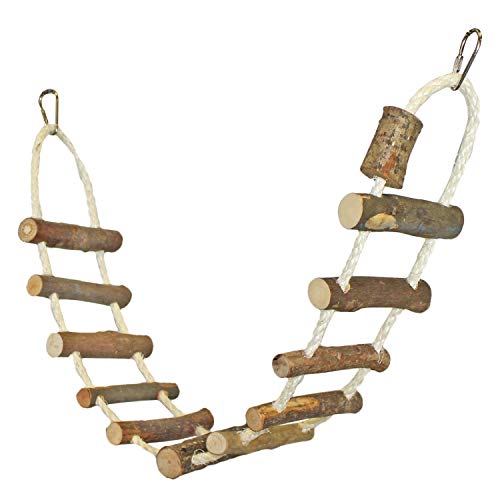 Sisal Rope Ladder - Natural Interactive Climbing Cage Accessory - for Sugar Gliders, Squirrels, Degus, Marmosets, Monkeys, Rats, Parrots, Birds, Hamsters, Gerbils & Other Small Pets