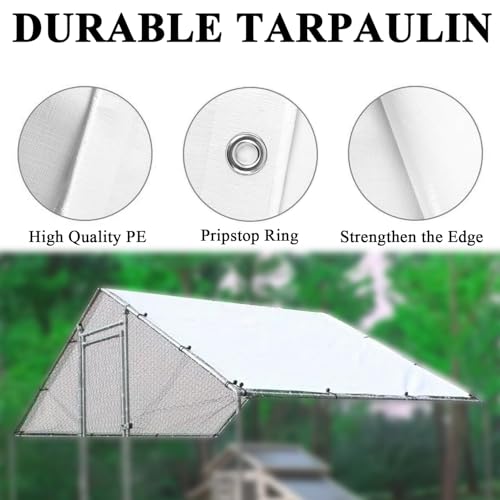 DLronwey Chicken Coop Cover Waterproof Accessories,11.5x6.3 ft Chicken Run Cover for Winter,Waterproof Insulated Chicken Coop Tarp with 25 Pcs Ball Bungees Cords(1 Pcs)