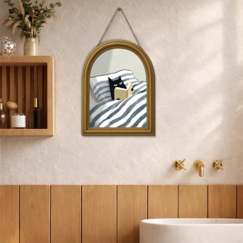 3D Cute Cat Reading Bedroom Decor Sign, Funny Cat on Bed Modern Wall Art Sign for Bedroom Living Room Wall Table Shelf Decor 8x10 Inch - color: color-F
