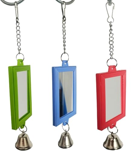 1Pc Random Color Pet Bird Mirror with Bell Interactive Parrot Toys for Budgies Parakeets Conures, Pet Supplies
