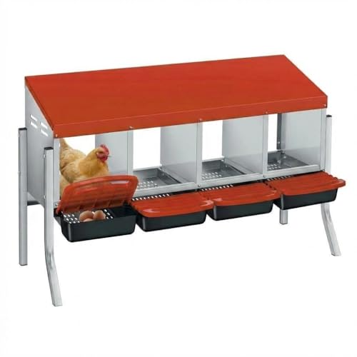 Chicken Nesting Boxes, Heavy-Duty 8-Compartment Metal Chicken Nesting Box – Removable Tray, Ventilation Holes, Easy Egg Collection, Rustproof Galvanized Steel - Orange - 4 - Slot - with Legs - color: Orange, size: 4 - Slot - With Legs