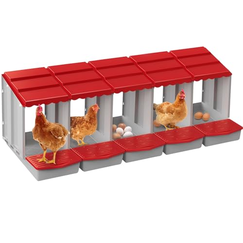 5 Hole Chicken Nesting Box with Rolling Egg Collection Design | Rolling Egg Collection & Protection Nesting Boxes, Avoid Broken Eggs, Ideal for Coops, Backyard & Family Chicken Raising ﻿ - size: 5 Compartment