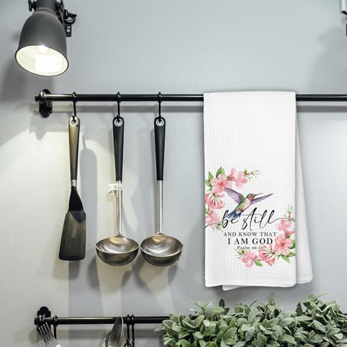 Be Still and Know That I Am God Kitchen Towels, Christian Bird Gifts for Women, Bird Decor Dish Towels for Kitchen, Christian Hummingbird Decor Bible Verse Decorative Hand Towel - color: Color-9