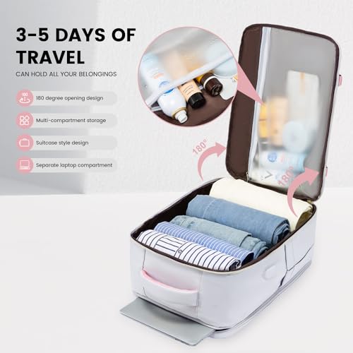 LOVEVOOK Travel Backpack for Women, 40L Carry On Backpack with 3 Packing Cubes,TSA Personal Item Travel Bag Airline Approved, Water Resistant Weekender Overnight Luggage Daypack, Fits 17 Inch Laptop - color: D-grey-pink, size: Large - 17.3 Inch - 40L - 3
