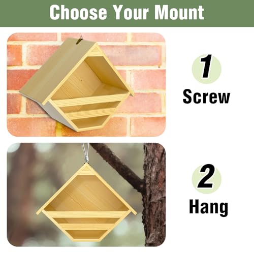 Nalwort Dove Nesting Box, Solid Wood Mourning Dove Nesting Box, Triangular Opening Birdhouses for Outdoors, Pigeon House with Hanging Rope, 11.2" H x 6" D x 14" W, Nesting Pad Not Included