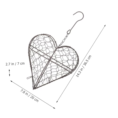 HANABASS 2 Pack Heart Shaped Bird Nesting Material Holder for Wild Birds, Refillable Hummingbird Nest Material Cage, Outdoor Wire Nesting Ball Basket for Garden Yard Decor, Metal Frame Only - color: Brown2, size: 36.5X20CM