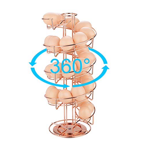 Toplife Spiral Design Metal Egg Skelter Dispenser Rack, Storage Display Rack, Rose Gold - color: Rose Gold