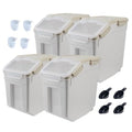 Large Flour Storage Container Bin 25lb, 4Pack Airtight Rice Storage Containers with Wheels Seal Locking Lid, BPA Free with Measuring Cup&Scoop for Flour, Rice, Grain(Gray) - color: Gray 4Pack 25Lb