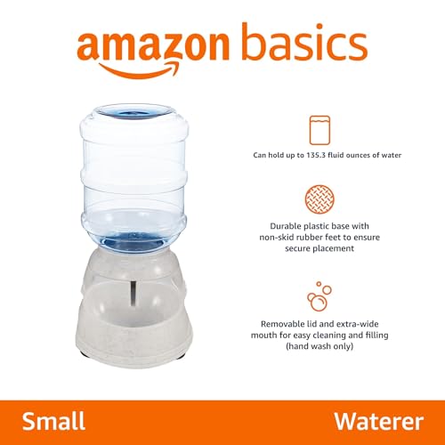 Amazon Basics Gravity Pet Water Dispenser for Cat and Dog, Easy to Clean, 135.3fl.oz Capacity, Small - size: Small, style: Waterer
