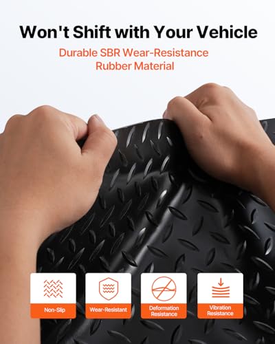 VEVOR Rubber Flooring Roll, 4 x 15 ft SBR Diamond-Plate Rubber Mat, 3mm Thickened, Easy to Clean, Customizable Size, Non-Slip Floor Protector Mat for Under Cars, Garage, Warehouse, Industry Gym, Black - size: 182.1"L x 48.7"W x 0.1"Th