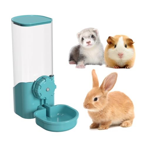 Rabbit Water Bottle for Cage Crate, 29oz No Drip Hanging Automatic Pet Water Dispenser for Small Animal Guinea Pig Bunny Chinchilla Ferret Hedgehog Puppy Cat (Blue) - color: Blue