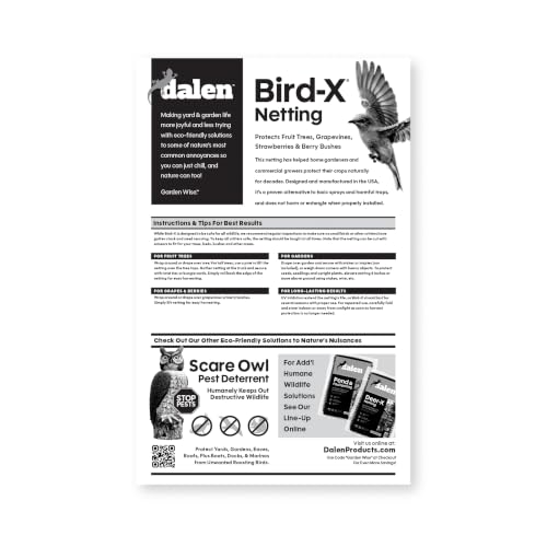 Dalen Bird-X Protective Mesh Netting for Fruit Trees & Berries, 7 x 20 ft | Black Garden Netting, 5/8-inch Mesh - Helps Deter Birds & Garden Pests, Made of Weather-Resistant Plastic - size: 7' x 20'