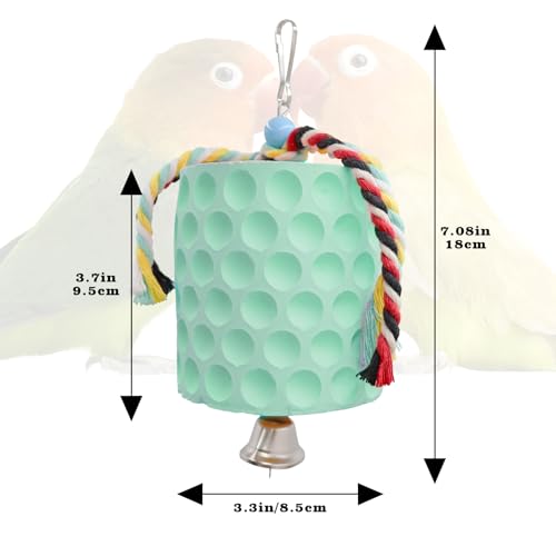 Oooct Extra Large Bird Chewing Toy, Parrot Beak Grinding Calcium Stone with Bells, Bird Cage Accessories, Cage Toys for Cockatiel Parakeet Parrot Budgies Rat Hamster Chinchilla Rabbit Bunny Green - color: Green