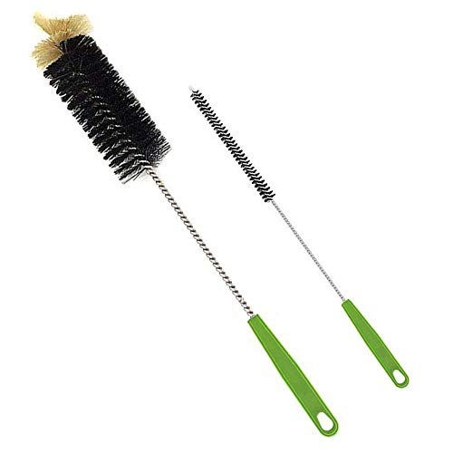Long Bottle Brush, 17 in Bendable Cleaner Brushes for Cleaning Neck Beer Bottles, Wine, Baby Bottles, Water Bottles, Tumblers, Flask, Bird Feeder, Vase and Brewing Pipes Brush+Bottle Brush/2Pack - color: Black + Small Black - 2pcs