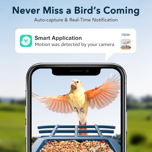 PeckCam® Bird Feeder with Camera Solar Powered 2K Live Video Auto Capture | AI Bird Species Identification, Instant App Alert, IP65 Waterproof, Easy Setup, Backyard Bird-Watching, Gift for Bird Lovers - color: Blue