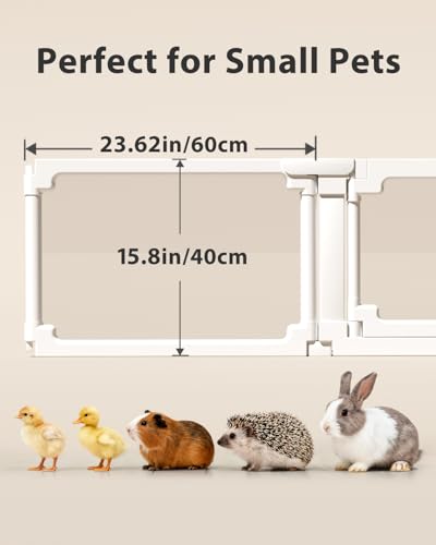 BUCATSTATE Acrylic Guinea Pig Cages 15.8"H, 7.8 sq ft Large Guinea Pig Playpen, Tool-Free Rabbit Cage Indoor, Small Animal Playpen with Door for Bunny, Piggies, Chicks (47"L x 24"W x 16"H, 6 Panels) - style: 6 Panels