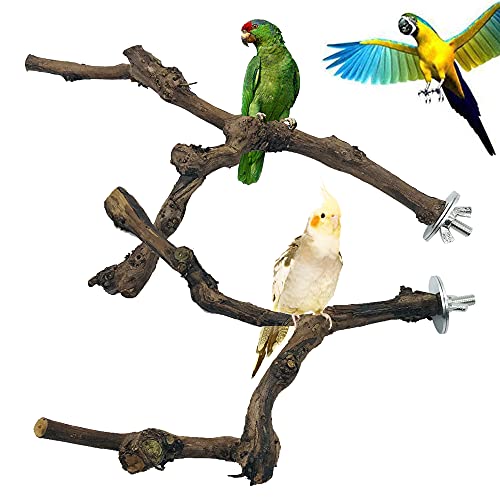 4PCS Bird Perch Natural Grape Stick Bird Standing Stick Grapevine | Swing Chewing Toys Natural Grapevine Cage Perch For Parrot Cages Toy for Cockatiels, Parakeets, Finches - color: 4PCS Natural Grape Stick
