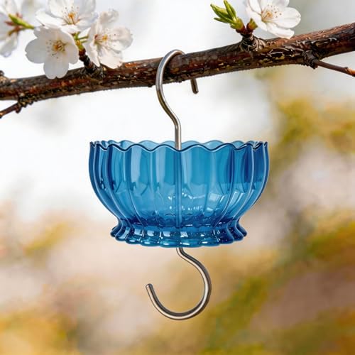 9oz Plastic Ant Moat for Hummingbird Feeder, Blue Daisy Insect Guard | Stainless Hooks, Floral Buffer, Transparent Nectar Protector, Water Barrier Blocking Bugs, 9 Ounce/270ml Capacity - color: Blue, size: 1PC/Pack