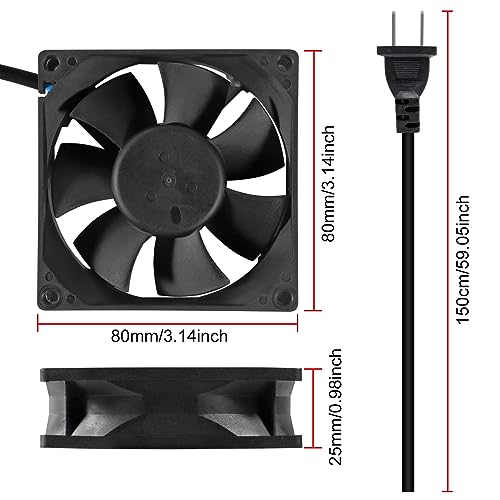 UMLIFE 2PACK EC Axial Fan 80mm x 25mm AC 110V 115V 120V 220V 240V High Speed Dual Ball Bearing for Desktop - color: 80x25mm