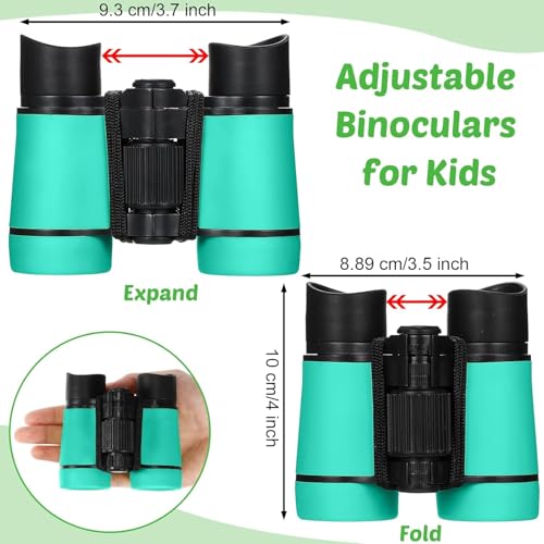 Hiboom 16 Set Kids Binoculars Bulk Shockproof Folding for Kids, Cute Colors | Children Mini Compact Binoculars Compass Magnifying Glass for 3-12 Years Boys Girls Kids Bird Watching Camping Outdoor Play