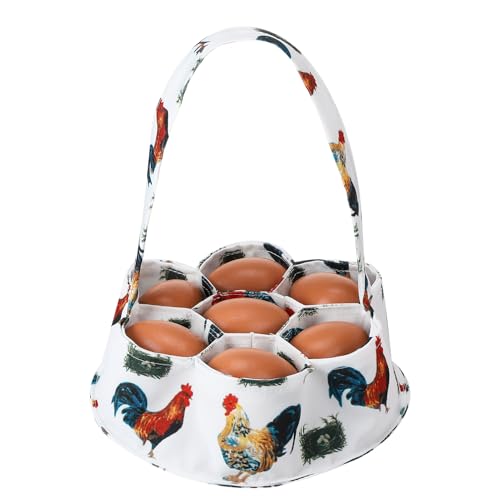 Egg Collecting Basket, Egg Basket for Gathering with 7 Pouches | Canvas Chicken Egg Basket for Chicken, Duck, Goose, Bird, Various Poultry Collection (Grass-nest chicken) - style: Grass-nest chicken