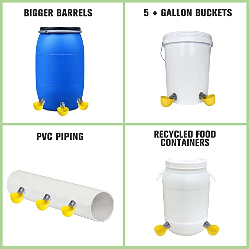 (6 Cups) Chicken Water Cups Feeder, Automatic Chicken Waterer, Anti-Leak System, Holds 50% More Water, Suitable for Chicks, Chicken, Duck, Quail, Turkey