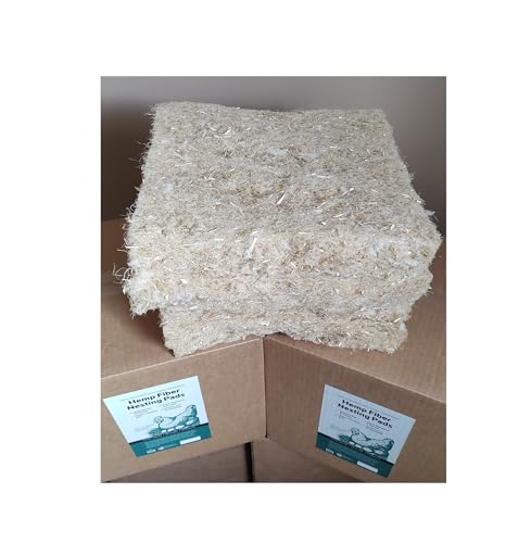 (New) Naturally Grown US Hemp Fiber Chicken Nesting Pads, for Hen Nesting Boxes or Chicken Coops. Super Absorbent, Nest Forming, Thermoretentive and Sustainable. 12”x12” (10 pack). Made in the USA.