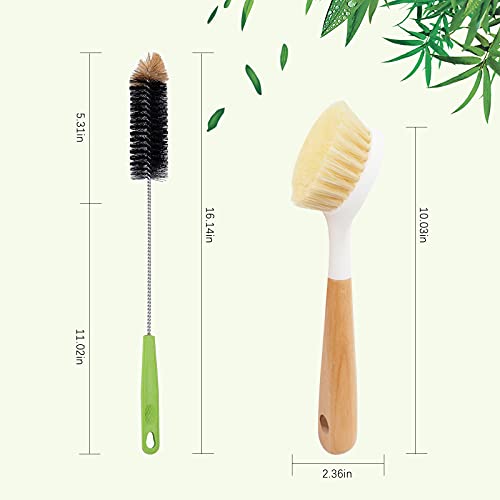Long Bottle Brush, 17 in Bendable Cleaner Brushes for Cleaning Neck Beer Bottles, Wine, Baby Bottles, Water Bottles, Tumblers, Flask, Bird Feeder, Vase, Pipes and Brewing Supplies Black + Brown/2Pack - color: Black+brown - 2pcs