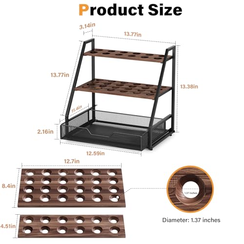 3-Tier Wooden Egg Holder with Basket, Holds 130+ Eggs | Sturdy wooden egg holder, holds 36+90 eggs, carry handle for easy gathering & transport. - size: 3 Tiers