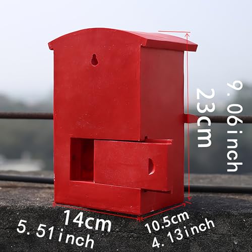 Vintage Red Post Box Bird Feeder Weatherproof Resin Tree Mount Garden Yard Decor