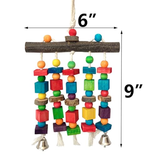 Bird Chewing Toys for Parakeet- Parrot Cage Bites, Wooden Block Cockatiel Toy for Small and Medium Parrots and Birds - color: Colorful