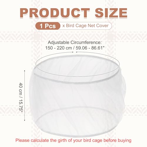 Bird Cage Seed Catcher, Bird Cage Net Cover Seeds Guard, Universal Birdcage Accessories, White, Circumference 59.1"-86.6", Height 15.7" for Parrot Cockatiel Enclosures - color: White, size: Circumference 59.1"-86.6", height 15.7"
