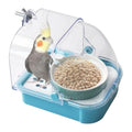 2 in 1 No Mess Bird Feeder,Bird Cage Feeder with Ceramic Bowl and Parrot Bathtub with Bottom Drawer Hanging Tube Shower Box for Birds Budgies Parakeet Small Parrot Cockatiels(Blue) - color: 【Blue】