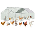 Large Metal Chicken Coop, Large Chicken Pen, Chicken Runs for Yard with Waterproof and Anti-UV Cover, Duck Rabbit House Outdoor (9.8'L x 19.7'W x 6.5'H) - size: 231.5"L x 120.1"W x 78.0"H
