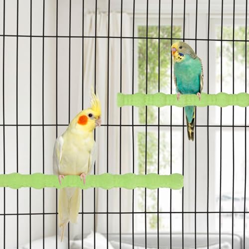 Hypeety 2PCS Bird Wood Perch Stand Parrot Paw Grinding Stick Toy Pet Bird Cage Stand Platform for Bird Parrot Budgies Parakeet Cockatiels Cage Accessories (7in/10in) (Green) - color: Green