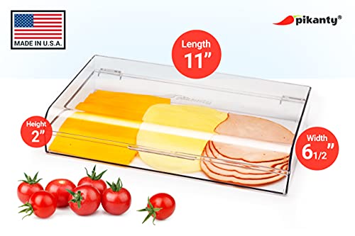 Pikanty Large Deli Meat Container for Refrigerator — Holds 3 Packs of Bacon, Cold Cuts, Sliced Cheese, Ham, Turkey or Salami, Airtight Hinged Lid, Dishwasher and Freezer Safe, Made in USA - style: Deli Keeper