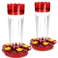 2 Pack Plastic Hummingbird Feeders for Outdoors Hanging Ant and Bee Proof,15 Ounces Red Hummingbird Feeder with 5 Feeding Ports and Perches, Built-in Ant Moat, Outside Garden Décor (Plastic, 2)