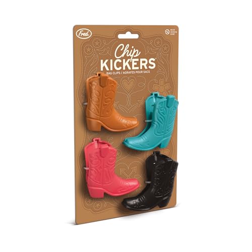 Genuine Fred CHIP KICKERS, Cowboy Boot Bag Clips, Set of 4, Western Themed, Durable Food Storage Clips, Keeps Food Fresh, Fun Kitchen Accessories - style: KICKERS