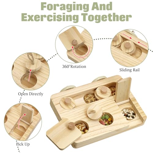 BNOSDM Wooden Bird Foraging Toys with Enrichment Puzzle for Training & Chewing Natural Wood Stand Platform Feeder Cage Accessoriesfor Small and Medium Parrots, Parakeets, Cockatiels, Sun Conures - color: 1 Pcs Bird Puzzle Toy