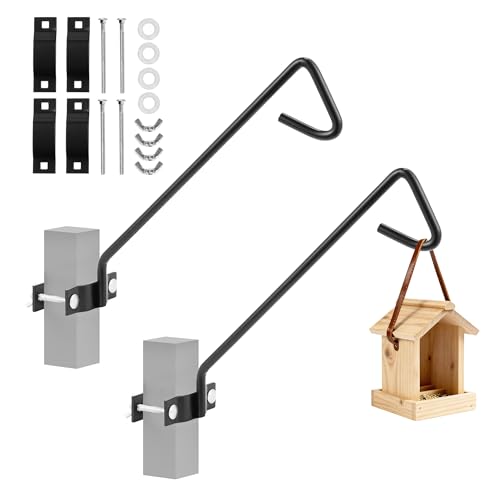 2 Packs 11 Inch Fence Deck Hook Rail Hanging Mounting Kit Heavy Duty Bird Feeder Hook Decorative Hanger for Bird Feeders Planters Suet Baskets Lanterns on Balcony Porch Railing Fence - size: 11in Long Fence Hook-2 Packs
