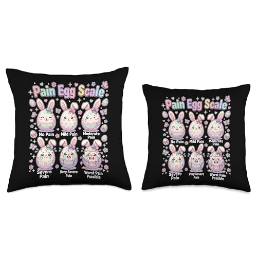 Cute Medical Bunny Egg Easter Nurse Pain Egg Scale Throw Pillow - size: 18x18